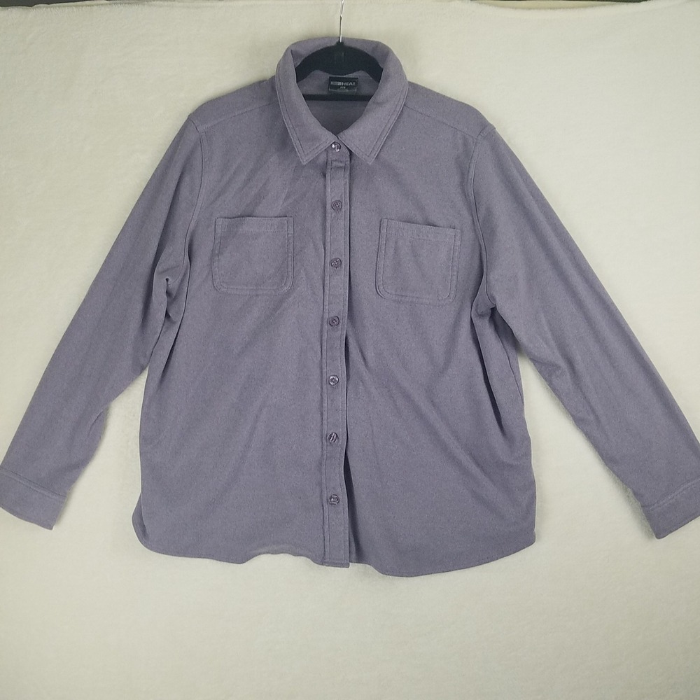 32 Degrees Heat Women's Purple Long‎ Sleeve Flannel Shirt Button Up Size XL